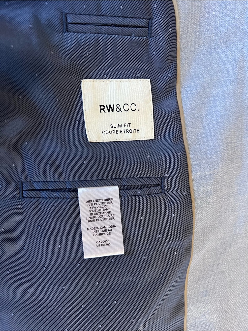 RW&CO. Light Gray/Blue Two-Piece Men's Suit - Tailored Blazer & Trousers - Picture 8 of 16